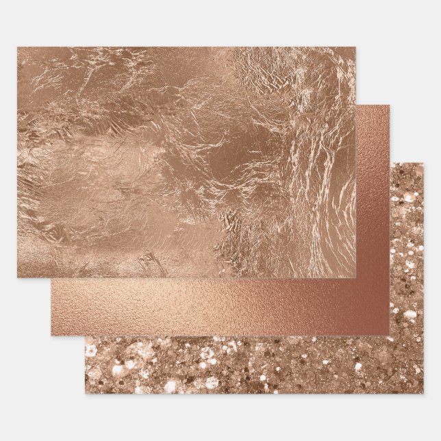 Feuille De Papier Cadeau Rose Gold Chic Pailleté (Lot)