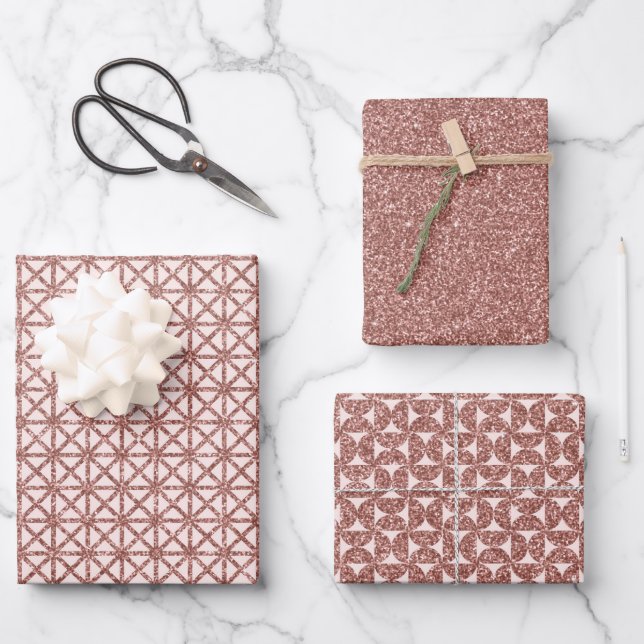 Feuille De Papier Cadeau Rose Gold Éblouissant (Recto)