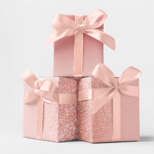 Feuille De Papier Cadeau Rose Gold Faux Parties scintillant Blush Ombre Mix
