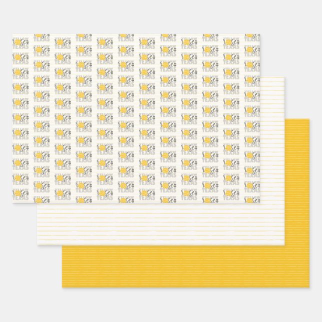 Feuille De Papier Cadeau Rose jaune gris du Texas (Lot)