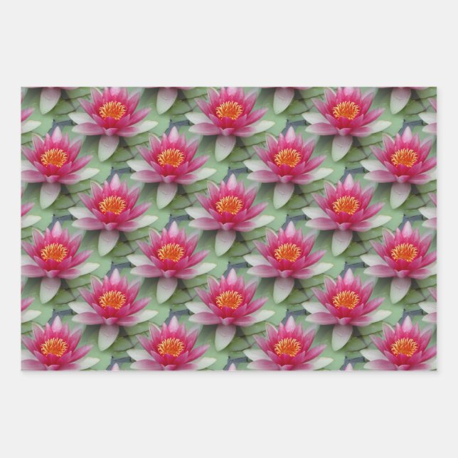 Feuille De Papier Cadeau Rose Lotus Water Lily (Devant)