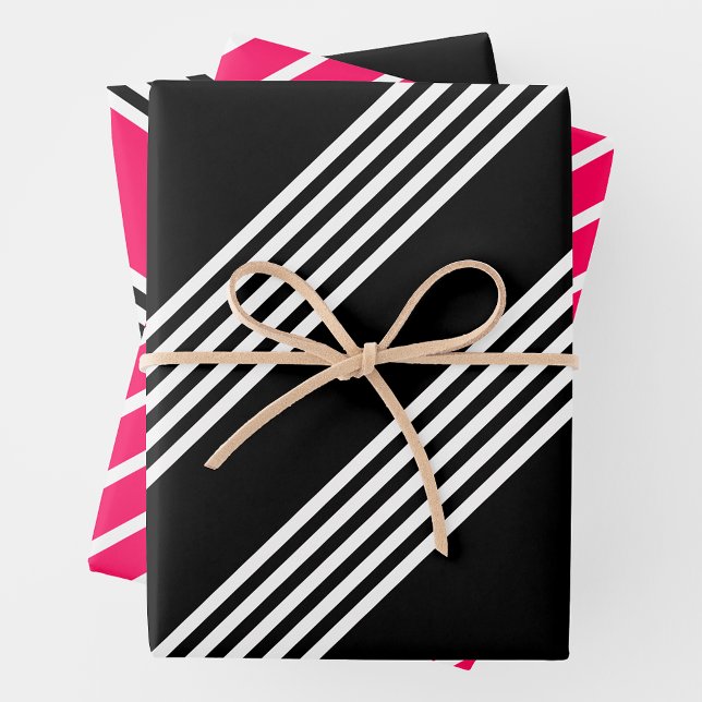 Feuille De Papier Cadeau Rose, noir et blanc (Pink Gift Wrapping)