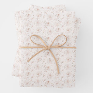 Feuille De Papier Cadeau Rose or Floral Rose Fleurs Motif