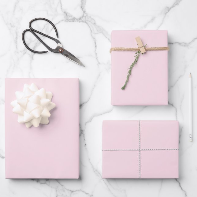 Feuille De Papier Cadeau Rose pastel uni  (Recto)