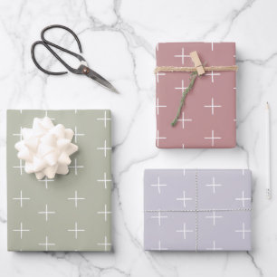 Feuille De Papier Cadeau Rose pastel, Vert printemps, Violet lilas Signe pl