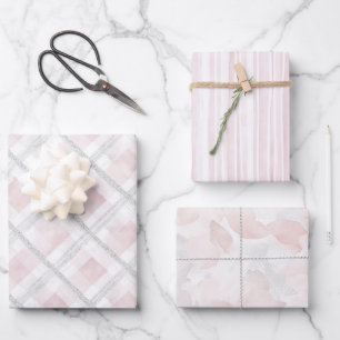 Feuille De Papier Cadeau Rose Pétale de mariage argenté rose et blanc paill
