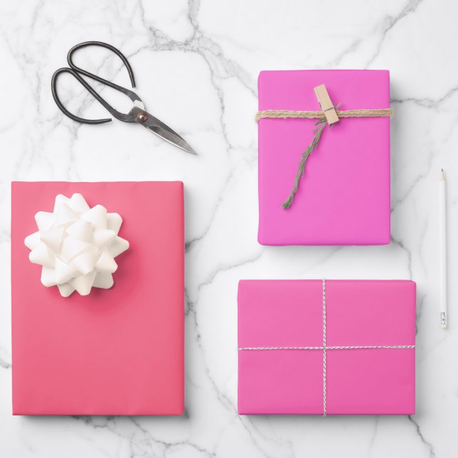 Feuille De Papier Cadeau Rose Plain Brink Teintes Chaudes Rose 3 Tons (Recto)