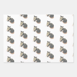 Feuille De Papier Cadeau Rose Possum Opossum Enveloppement Cadeau Floral