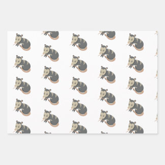 Feuille De Papier Cadeau Rose Possum Opossum Enveloppement Cadeau Floral