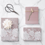 Feuille De Papier Cadeau Rose romantique Blush Rose Blanche dentelle Mariag<br><div class="desc">Rose romantique Blush Blanche dentelle blanche Fête des mariées Mariage floral</div>