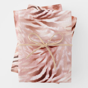 Feuille De Papier Cadeau Rose rose blanc Zebra Animal