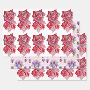 Feuille De Papier Cadeau Rose Rose Rose Rose Rose fleur Aquarelle Peinture