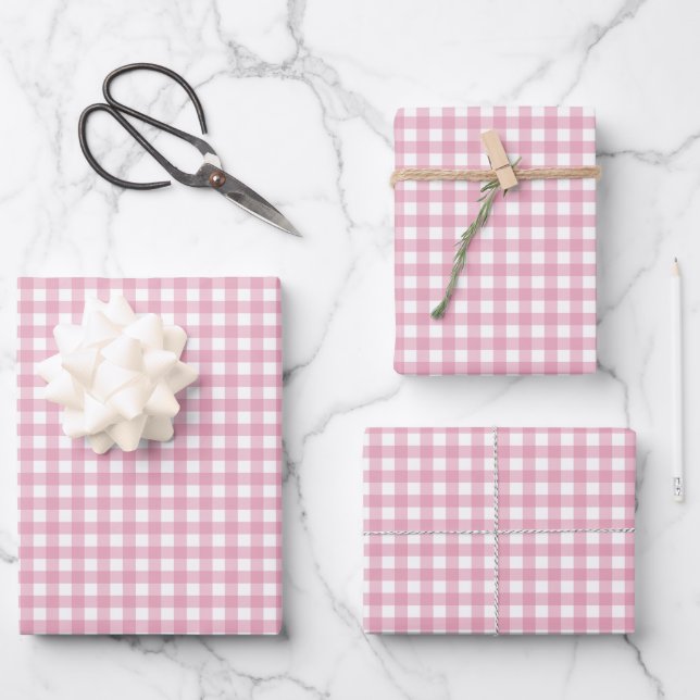 Feuille De Papier Cadeau Rose rose simple plaid (Recto)