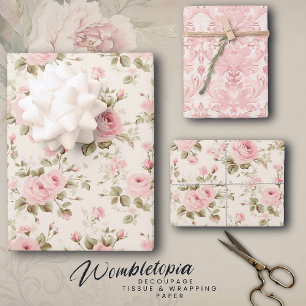 Feuille De Papier Cadeau Rose vintage & Damask Elegant Pastel Pink