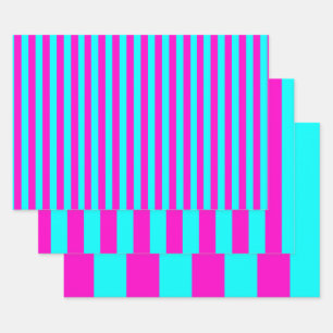 Feuille De Papier Cadeau Roses Chaudes Et Bleu Cyan Gris Turquoise