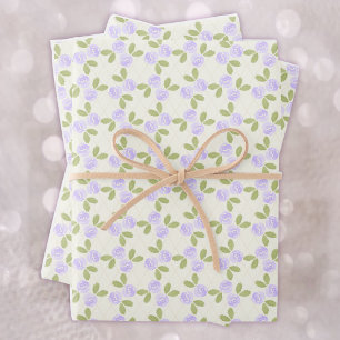 Feuille De Papier Cadeau Roses de cottage mauve pourpre