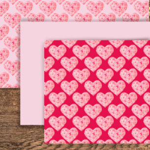 Feuille De Papier Cadeau Roses en cœur à l'aquarelle rose fardé original
