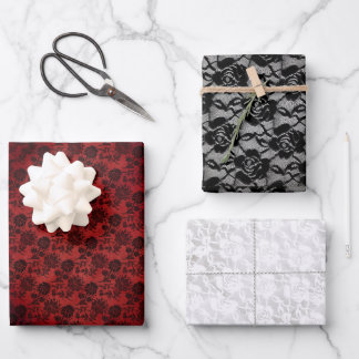 Feuille De Papier Cadeau Roses noires assorties Halloween Goth Toile de Jou