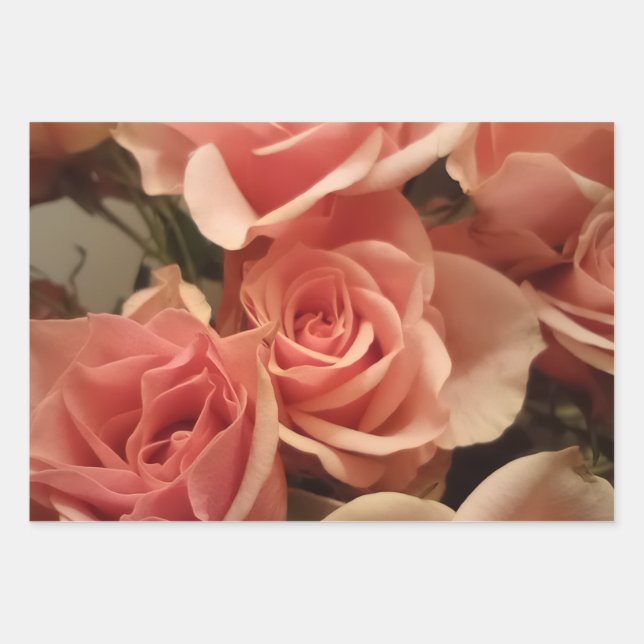 Feuille De Papier Cadeau Roses roses (Devant)