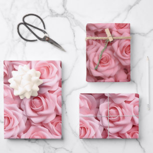 Feuille De Papier Cadeau Roses roses élégantes