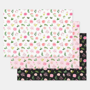 Feuille De Papier Cadeau Roses roses roses avec feuillage