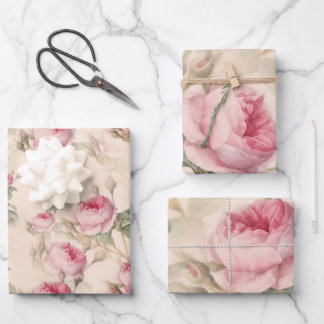 Feuille De Papier Cadeau Roses roses rustiques