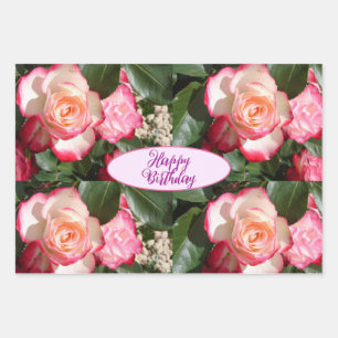 Feuille De Papier Cadeau Roses rouges Rose Fleur blanche Jardin Floral