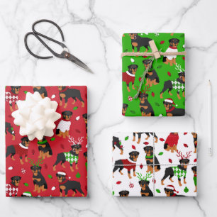 Feuille De Papier Cadeau Rottweiler de Noël