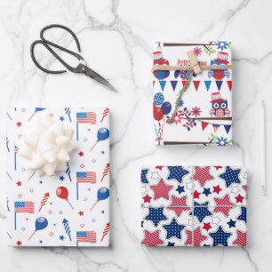 Feuille De Papier Cadeau Rouge Blanc Et Bleu