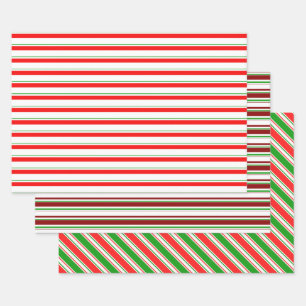 Feuille De Papier Cadeau Rouge, Blanc, Vert Coloré Lignes Thématiques de No
