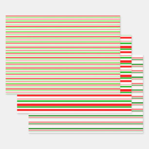 Feuille De Papier Cadeau Rouge, Blanc, Vert Coloré Lignes Thématiques de No