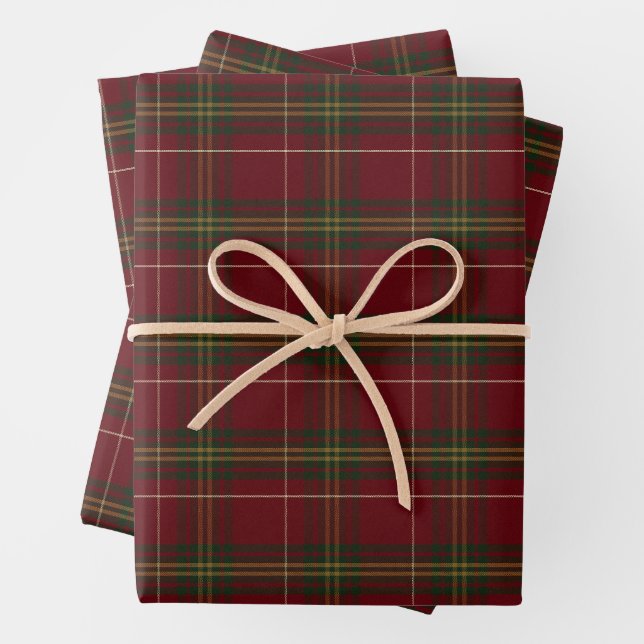 Feuille De Papier Cadeau Rouge Carreaux Classique de Noël (En situation)
