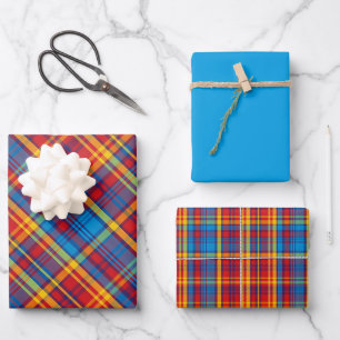 Feuille De Papier Cadeau Rouge coloré, orange, bleu, vert et jaune