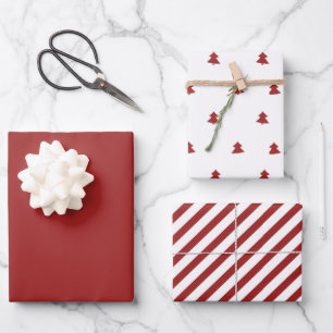 Feuille De Papier Cadeau Rouge de Noël minimaliste moderne