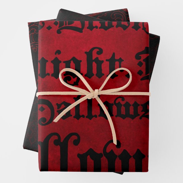 Feuille De Papier Cadeau Rouge et noir Grunge gothique (En situation)