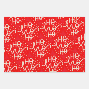 Feuille De Papier Cadeau Rouge Fête Ho Ho Ho Noël Vacances