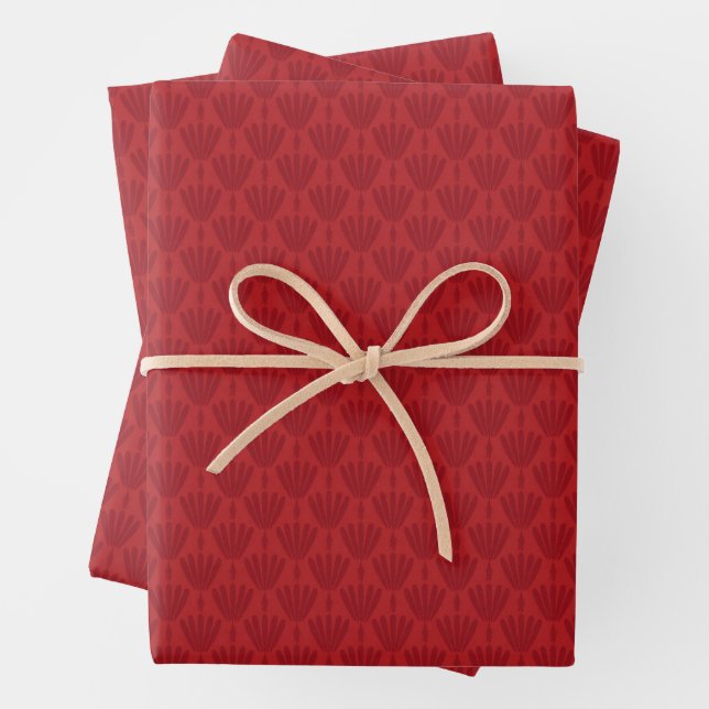 Feuille De Papier Cadeau Rouge Motif chinois (En situation)