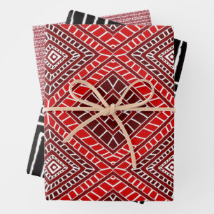 Feuille De Papier Cadeau Rouge noir et blanc Kwanzaa