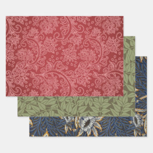 Feuille De Papier Cadeau Rouge Paisley Damassé Designer Floral Vintage Clas