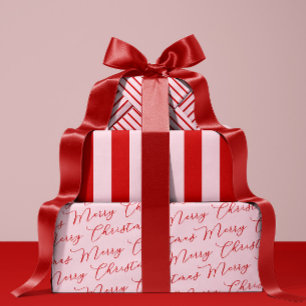 Feuille De Papier Cadeau Rouge rose classique rayures