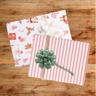 Feuille De Papier Cadeau Rouge Rose Festif de Noël