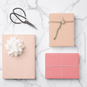 Feuille De Papier Cadeau Rouge Simple Rêve Teinte de couleur pêche 3