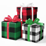 Feuille De Papier Cadeau Rouge Vert et Blanc Buffalo Plaid Noël Multi<br><div class="desc">Papier d'emballage à motif carreaux buffalo de couleur de Noël classique multi jeu en noir et blanc,  rouge vif et vert Kelly.
Personnalisez les couleurs de fond comme vous le souhaitez.
Vous pouvez transférer le graphique de carreaux noir sans couture sur d'autres cadeaux.</div>