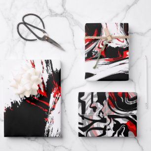Feuille De Papier Cadeau Rouges blanches blanches noires