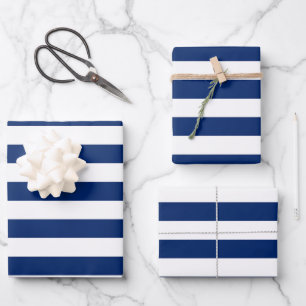 Feuille De Papier Cadeau Royal Blue and White Stripes