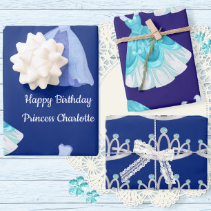 Feuille De Papier Cadeau Royal Blue Princess Anniversaire