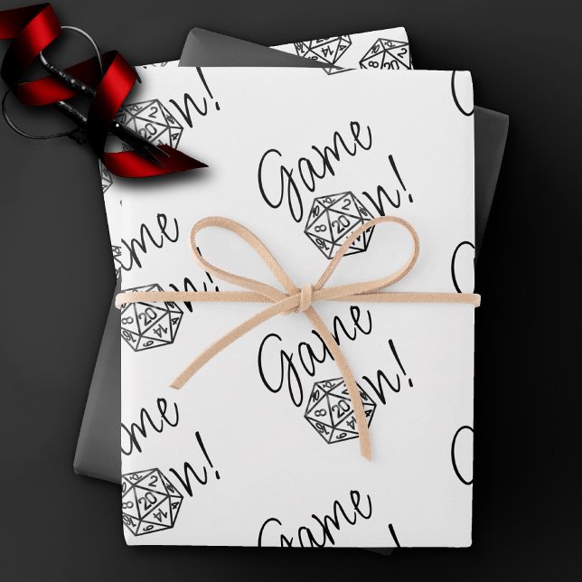 Feuille De Papier Cadeau RPG Game On | Classic Tabletop PnP Roleplayer Dice (Créateur téléchargé)