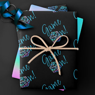 Feuille De Papier Cadeau RPG Game On   Holo Retro PnP Tabletop Gamer Dice