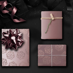 Feuille De Papier Cadeau RPG Luxe   Dés Mauve Brillance pour Joueurs de Tab