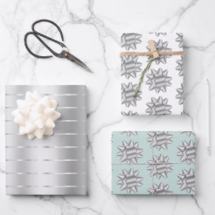 Feuille De Papier Cadeau Ruban et Nœud Argenté Menthe pour Baby Shower de M